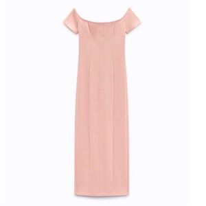 Zara Blush Pink Off-Shoulder Midi Dress